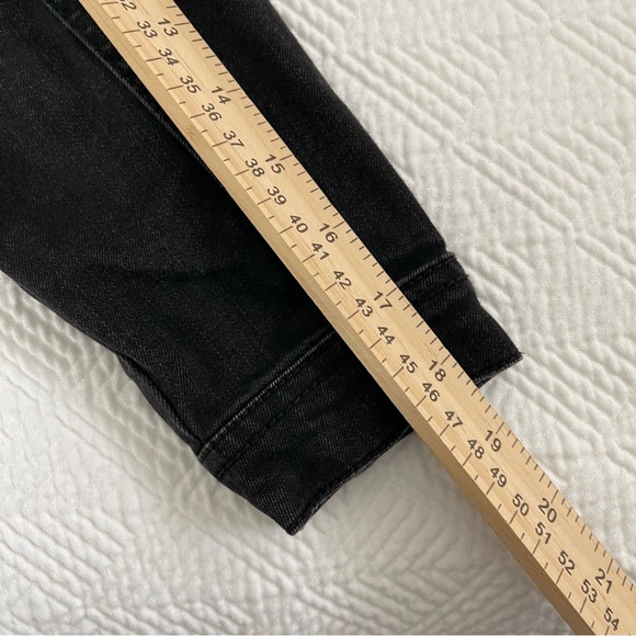 Justice Denim Hooded Jean Jacket Raw Hem Pockets Stretch Size 12 - Picture 6 of 7